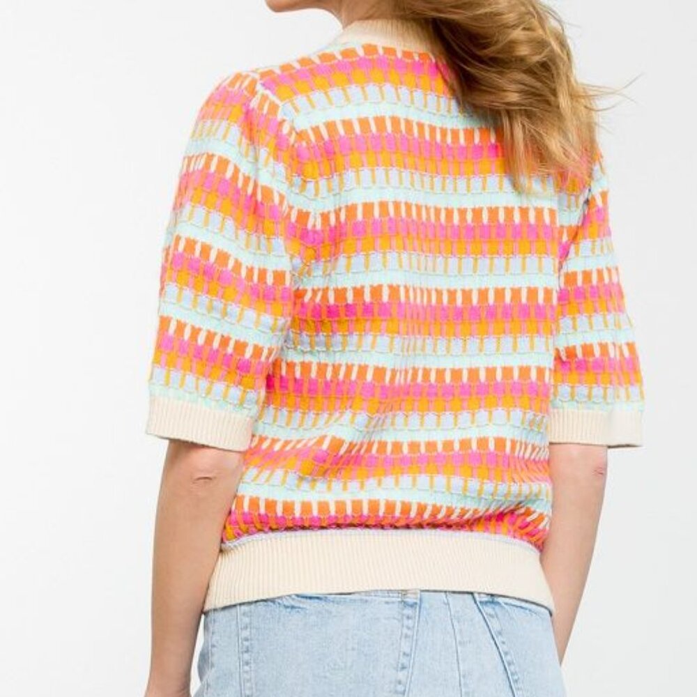 THML Colorful Rib Quarter Sleeve Sweater - Picture 3 of 7